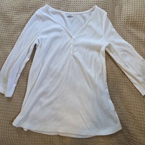 Women's White V-Neck Top